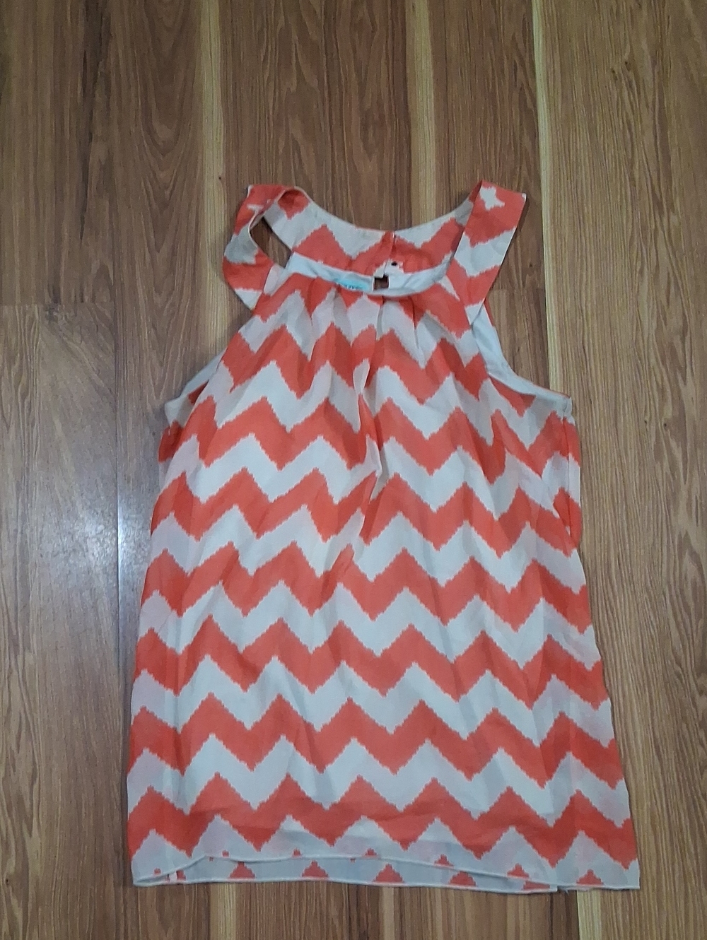 Maurices Coral and White Chevron Halter Tank